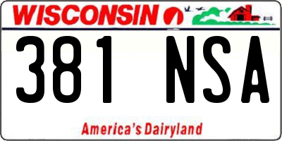 WI license plate 381NSA