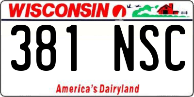 WI license plate 381NSC