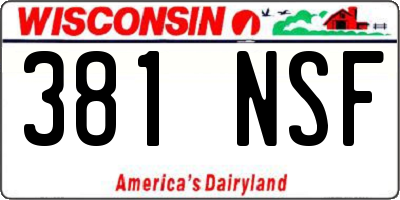 WI license plate 381NSF