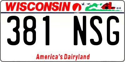 WI license plate 381NSG