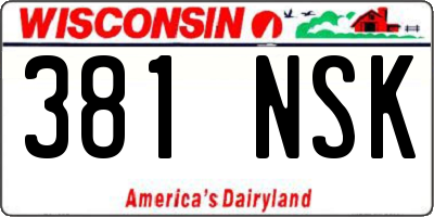 WI license plate 381NSK