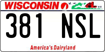 WI license plate 381NSL