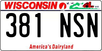 WI license plate 381NSN