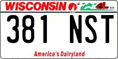 WI license plate 381NST
