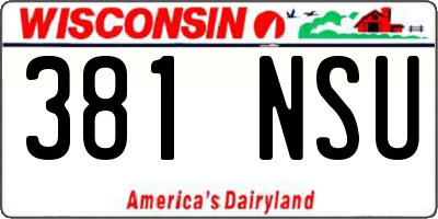 WI license plate 381NSU