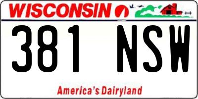 WI license plate 381NSW