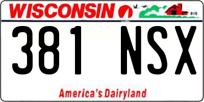 WI license plate 381NSX
