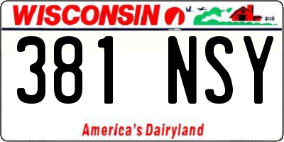 WI license plate 381NSY