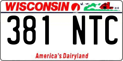 WI license plate 381NTC