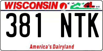 WI license plate 381NTK