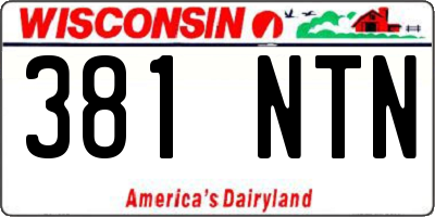 WI license plate 381NTN