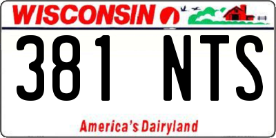 WI license plate 381NTS
