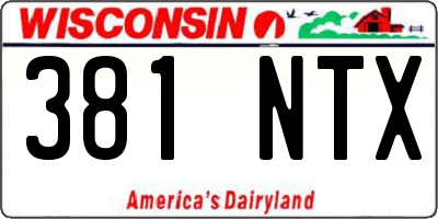 WI license plate 381NTX