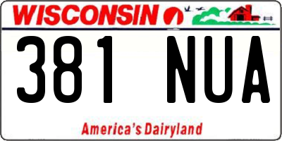 WI license plate 381NUA
