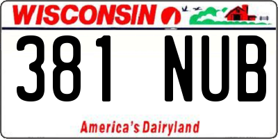 WI license plate 381NUB