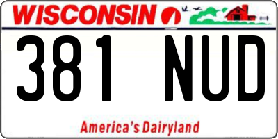 WI license plate 381NUD