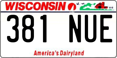 WI license plate 381NUE