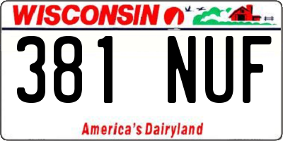 WI license plate 381NUF