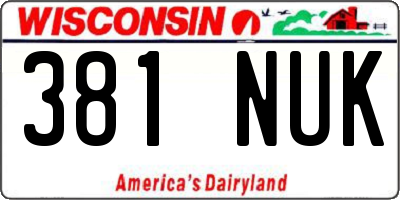 WI license plate 381NUK