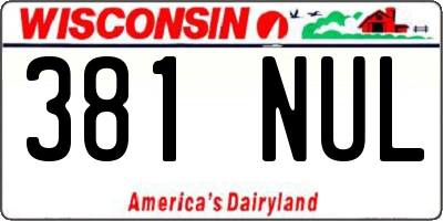 WI license plate 381NUL