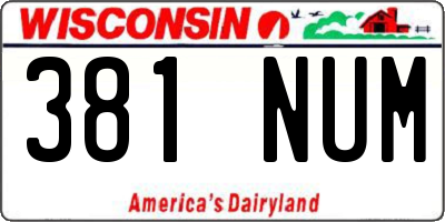 WI license plate 381NUM