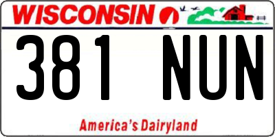 WI license plate 381NUN