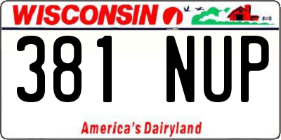 WI license plate 381NUP