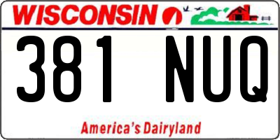 WI license plate 381NUQ