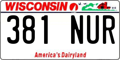 WI license plate 381NUR