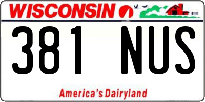 WI license plate 381NUS