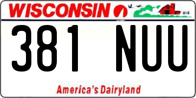WI license plate 381NUU