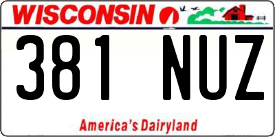 WI license plate 381NUZ
