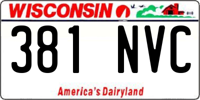 WI license plate 381NVC
