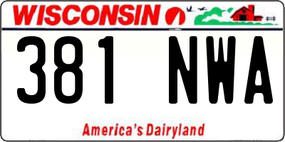 WI license plate 381NWA