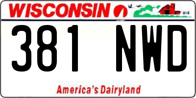 WI license plate 381NWD