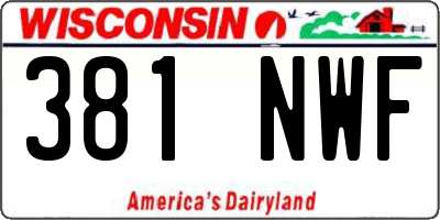 WI license plate 381NWF