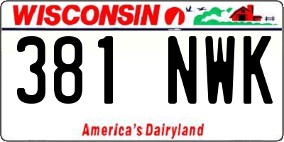 WI license plate 381NWK