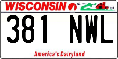 WI license plate 381NWL