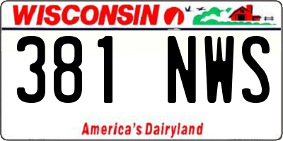 WI license plate 381NWS
