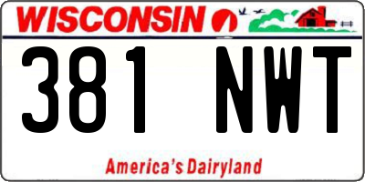 WI license plate 381NWT