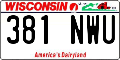 WI license plate 381NWU