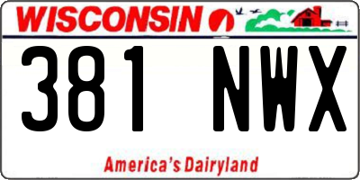 WI license plate 381NWX
