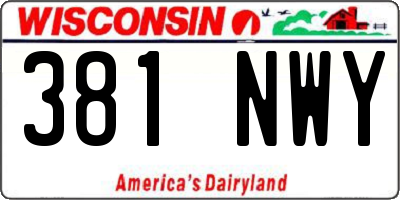 WI license plate 381NWY