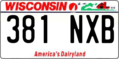 WI license plate 381NXB