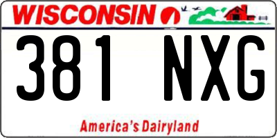 WI license plate 381NXG