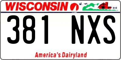 WI license plate 381NXS