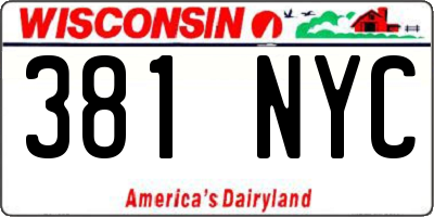 WI license plate 381NYC