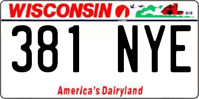 WI license plate 381NYE