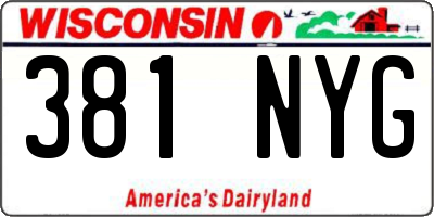 WI license plate 381NYG