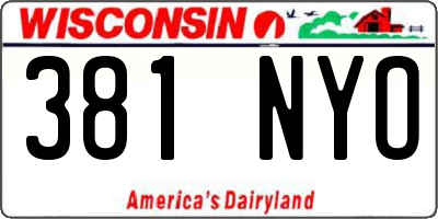 WI license plate 381NYO